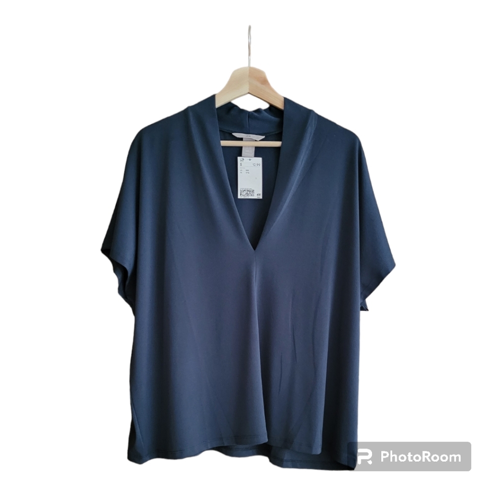 Teal/blue crêpe top xxl